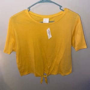 Yellow tie front tillys top
